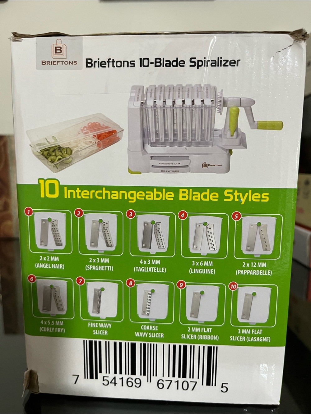 10-Blade Spiralizer - White with Lime Green Accents open box